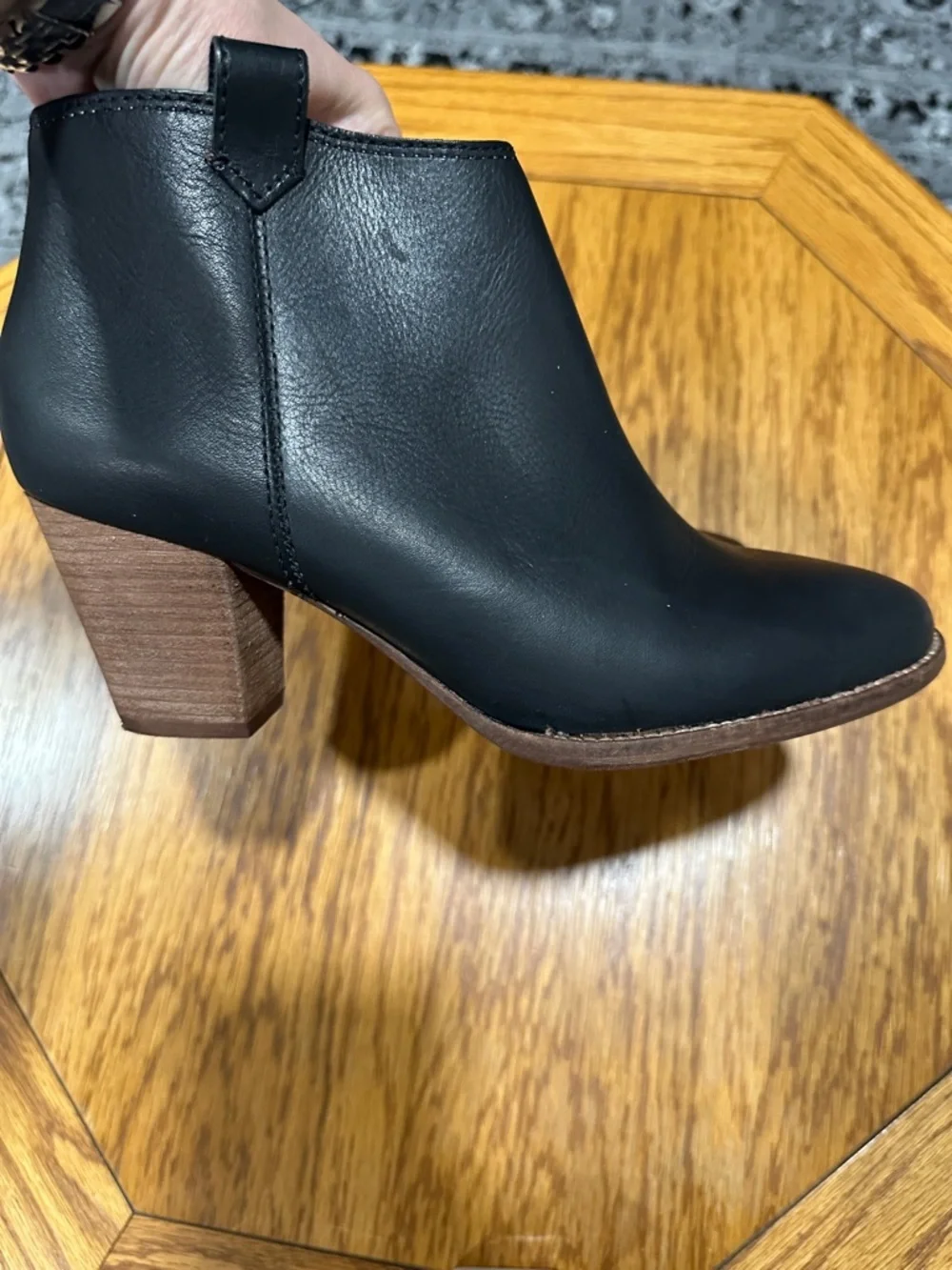 *MADEWELL* Black x Tan Leather Block Heel Ankle Billie Boots Size 8